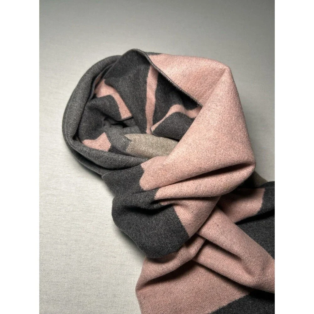 Chelsey By Joseph Reversible Brushed Silk Scarf pink/gray striped